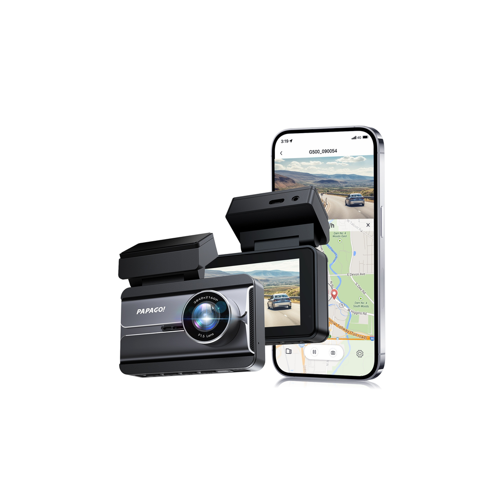 PAPAGO! G500 Dual View Wi-Fi Dash Camera + 64GB SD Card