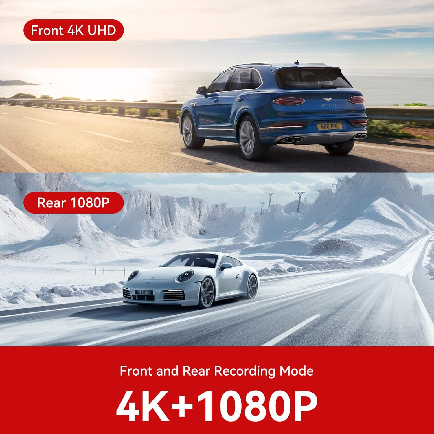 PAPAGO! G500 Dual View Wi-Fi Dash Camera + 64GB SD Card